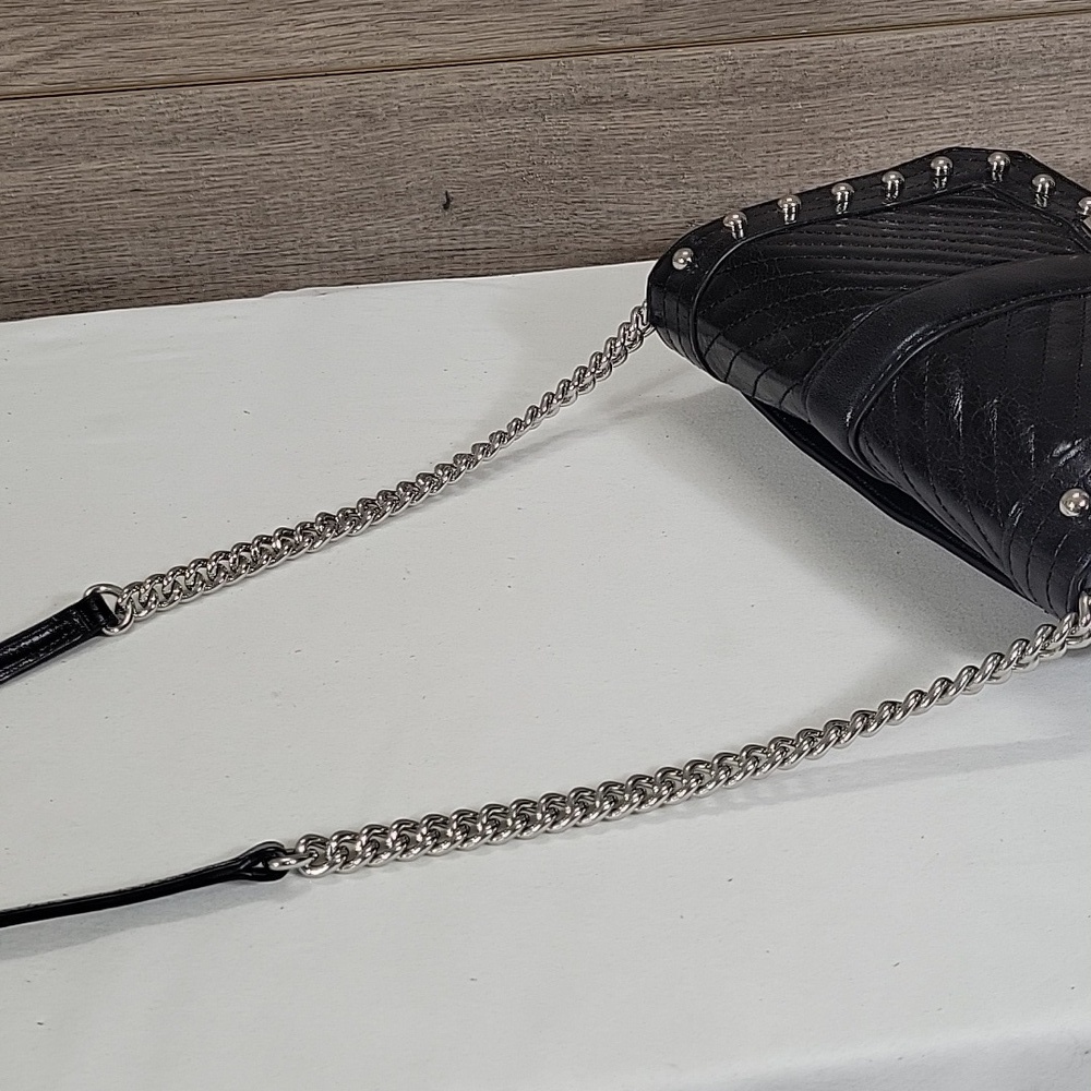 Rebecca Minkoff Black Quilted Studded Leather Crossbody Shoulder Bag - Picture 7 of 14